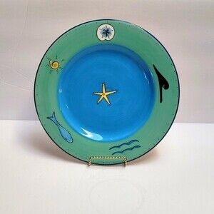 Brushes KIC Ocean Star Fish "Sea Life"  Hand Painted Dinner Plate KiH1